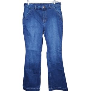 Duluth Trading Co Slimming Flare High Waist Jeans Dark Wash Size 12 x 33 Women’s